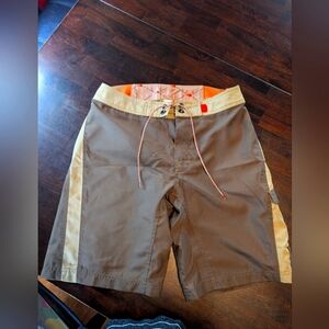 The North Face Brown and Orange Board Shorts, Mens 32
